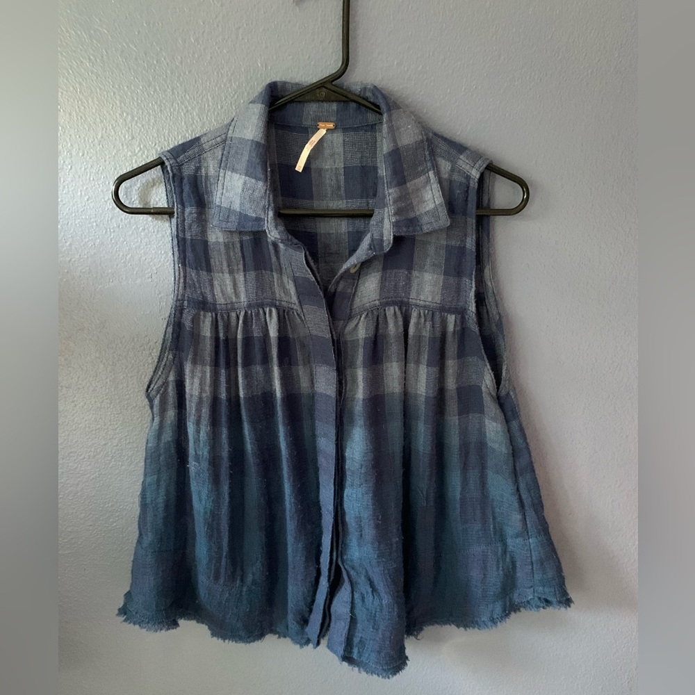 Free People plaid sleeveless blouse XS